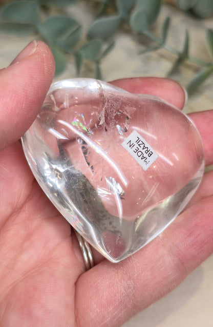 Coeur en Quartz clair (extra clair) du Brézil