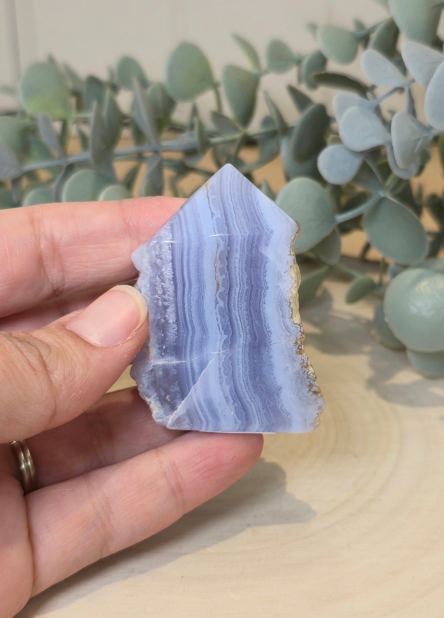 Pointe plate Agate dentelle bleue