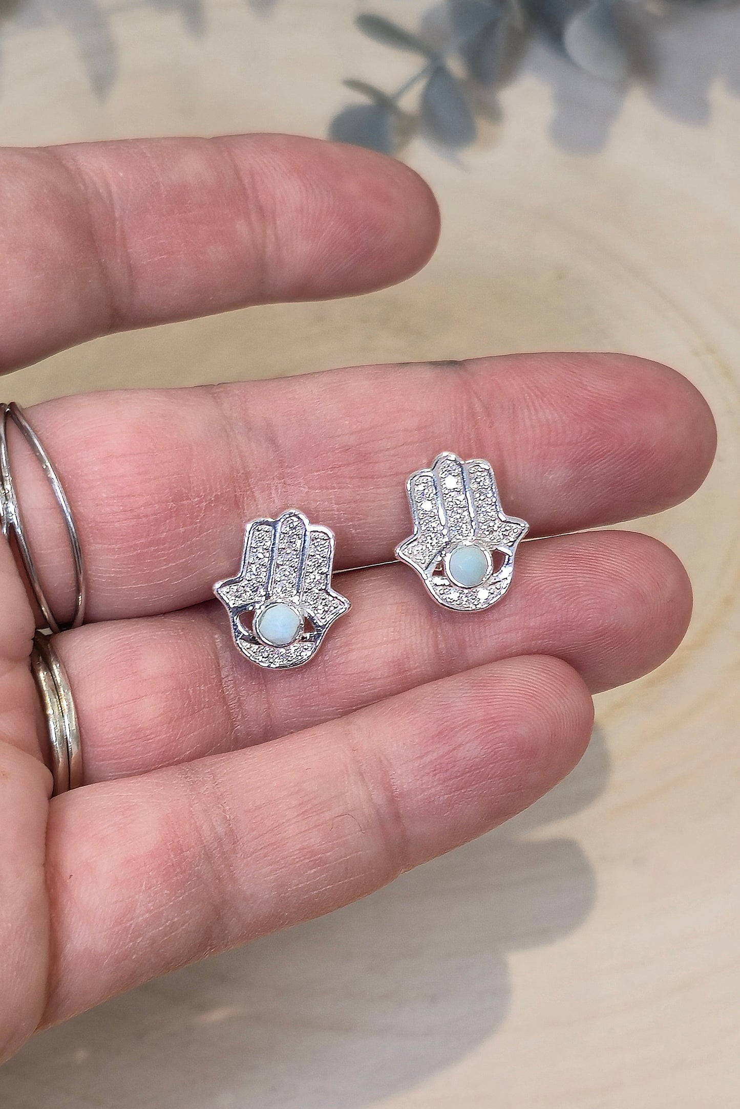 Boucles d'oreilles Main de Fatima Larimar