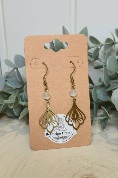 Boucles d’oreilles Lotus gold Sélénite
