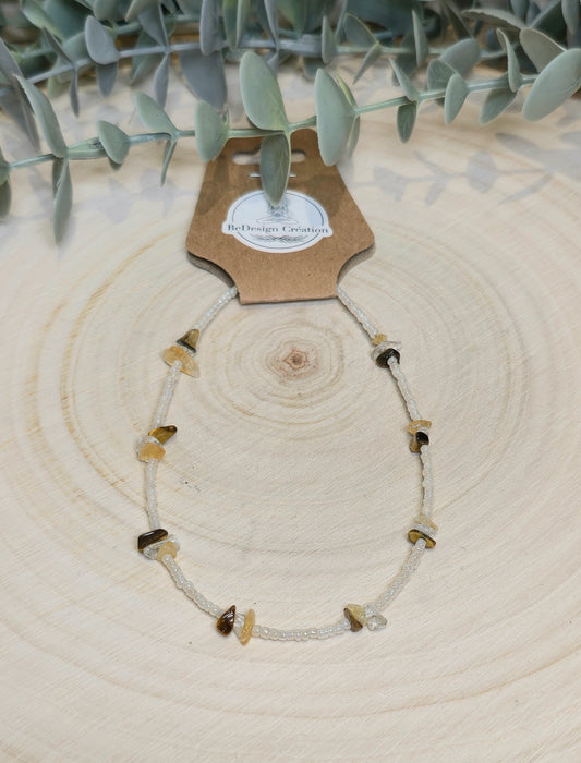 Bracelet cheville avec pierres - Pierres en chips mix