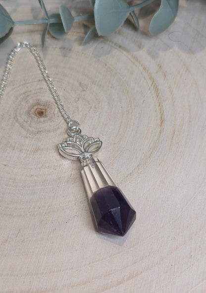 Pendule en Quartz clair et Améthyste