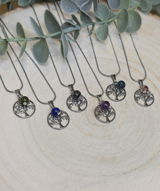 Collier Arbre de vie et pierre