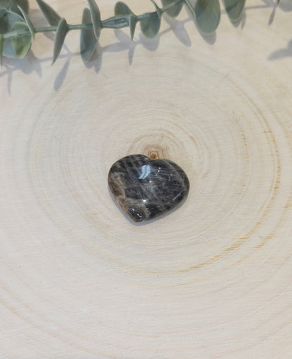 Coeur en Pierre de lune noire