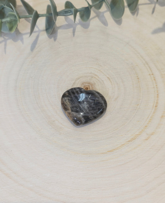 Coeur en Pierre de lune noire