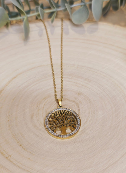 Collier Arbre de vie scintillant gold