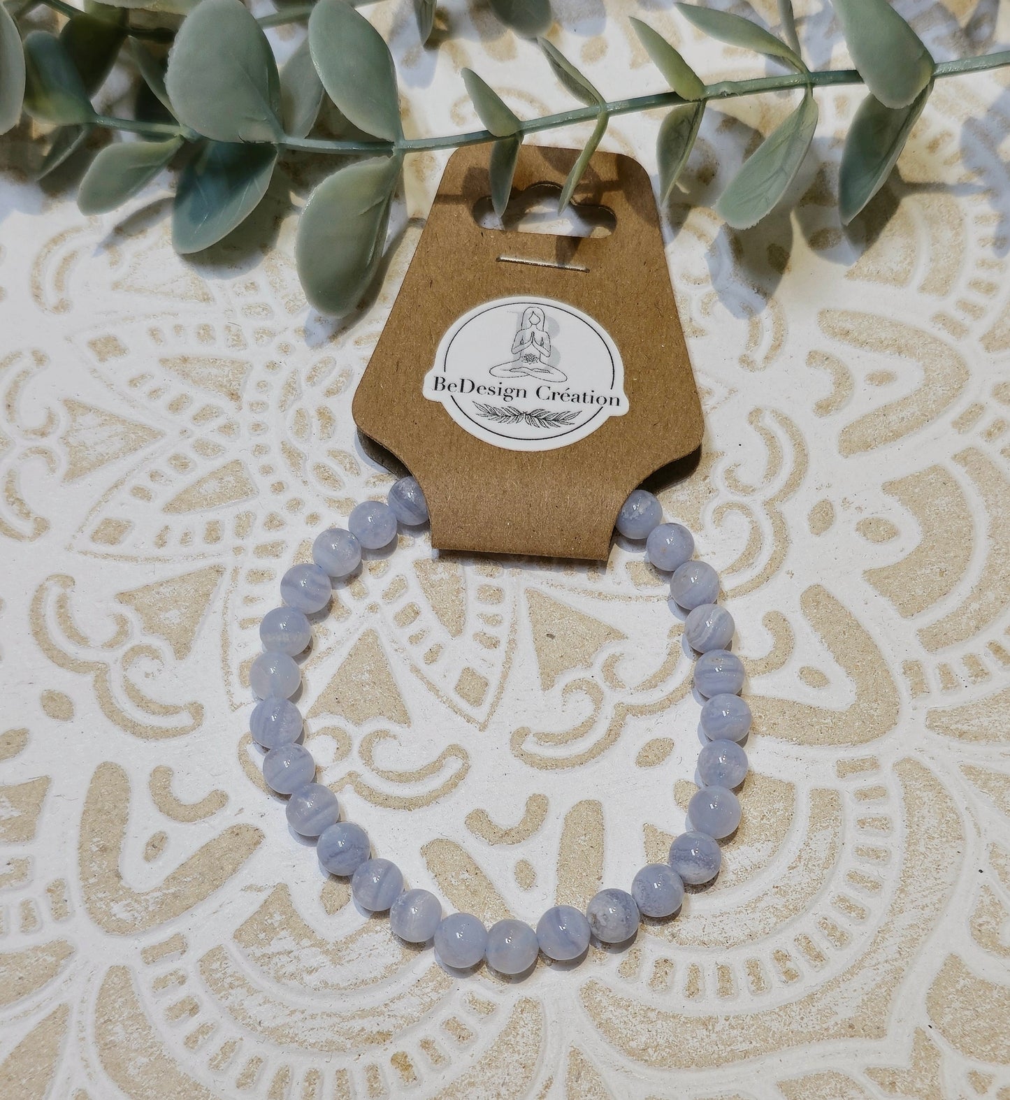 Bracelet avec pierres - Agate dentelle bleue 6mm