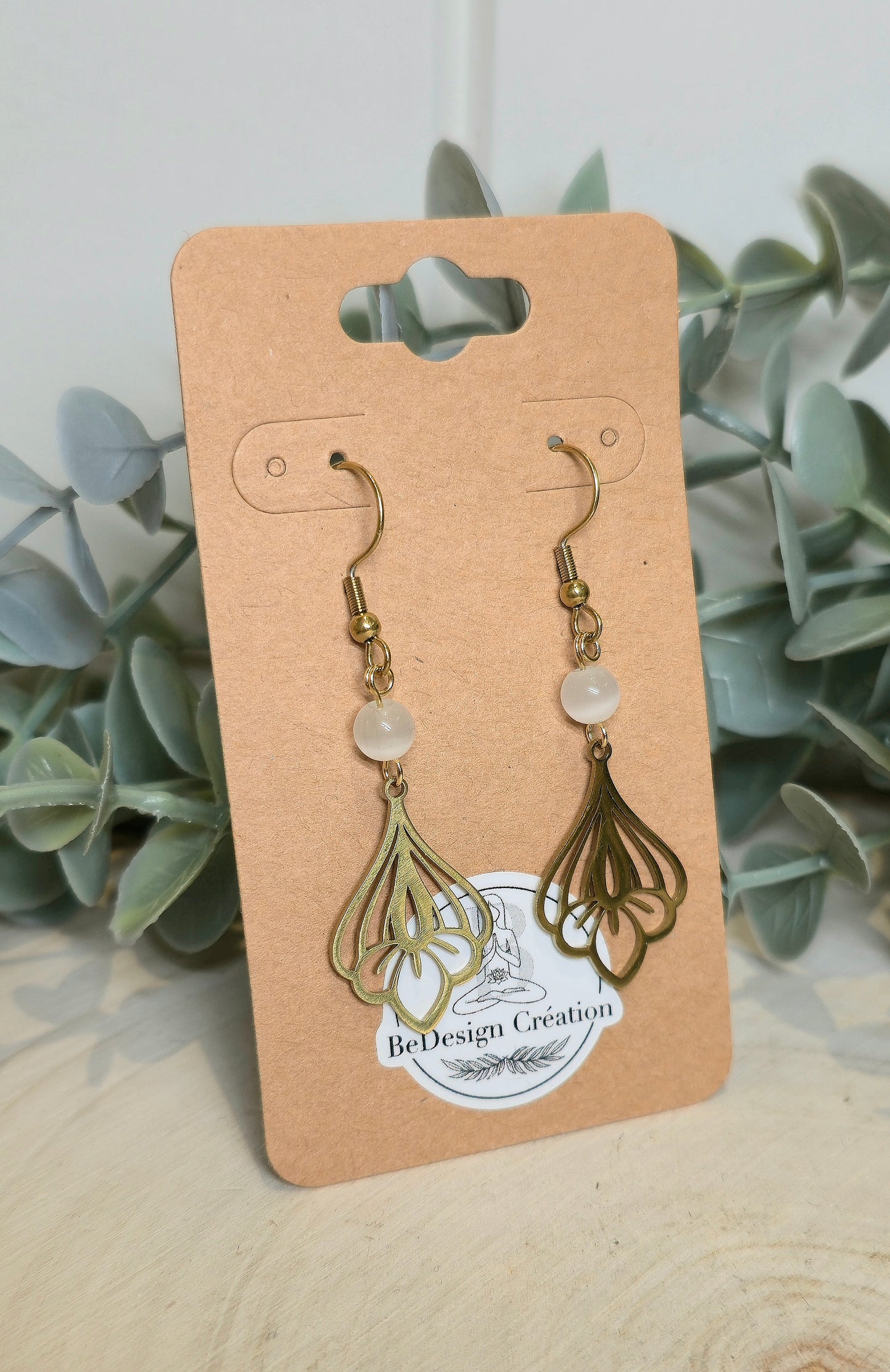 Boucles d’oreilles Lotus gold Sélénite