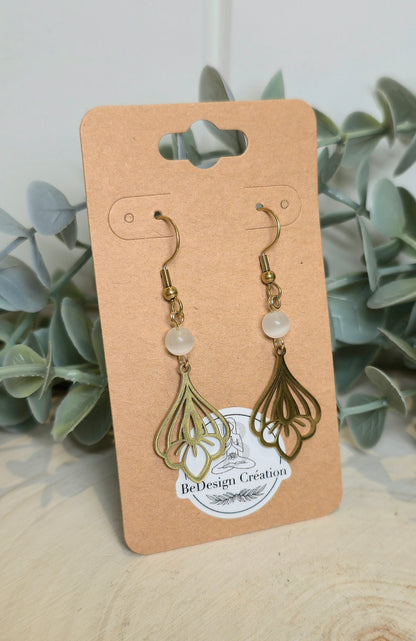 Boucles d’oreilles Lotus gold Sélénite