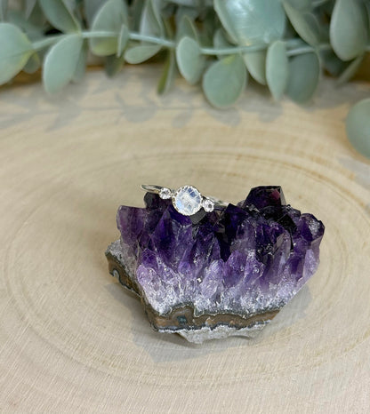 Bague Pierre de lune et Topaze blanche