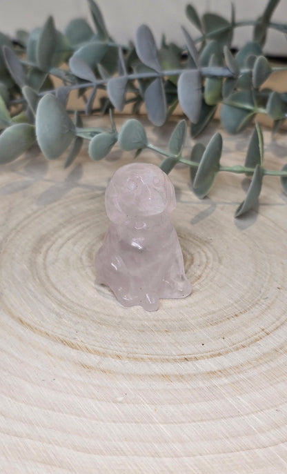 Chien en Quartz rose