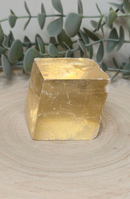 Cube de Calcite optique jaune