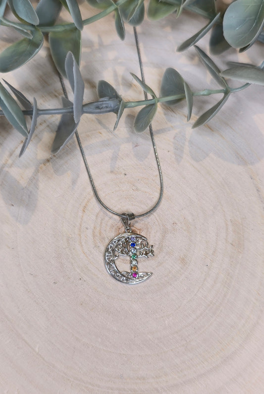 Collier Lune et Arbre de vie chakras