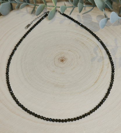 Collier Obsidienne Dorée