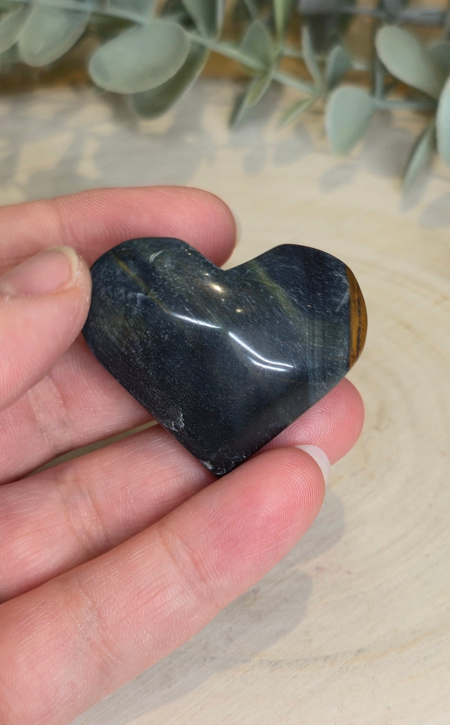 Coeur en Oeil de tigre bleu