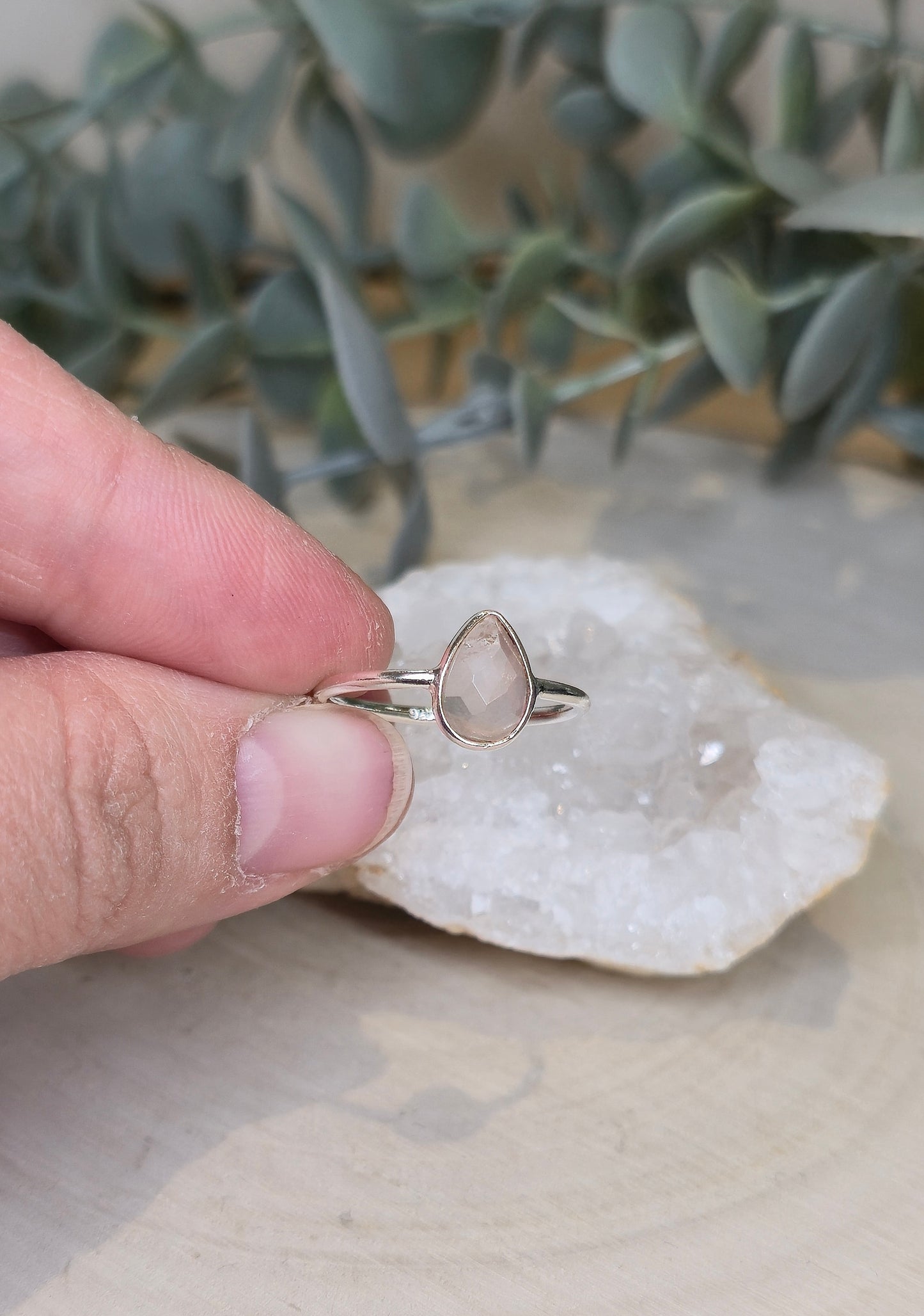 Bague goutte Quartz rose