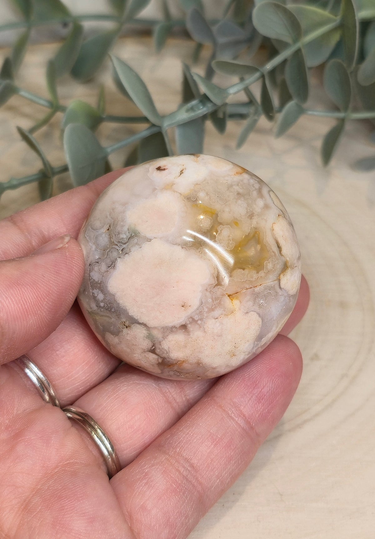 Pierre de paume en Agate fleur