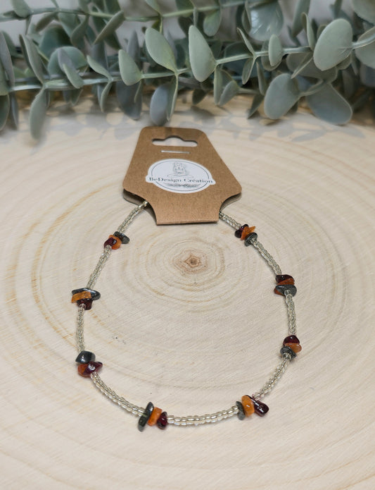 Bracelet cheville avec pierres - Pierres en chips mix
