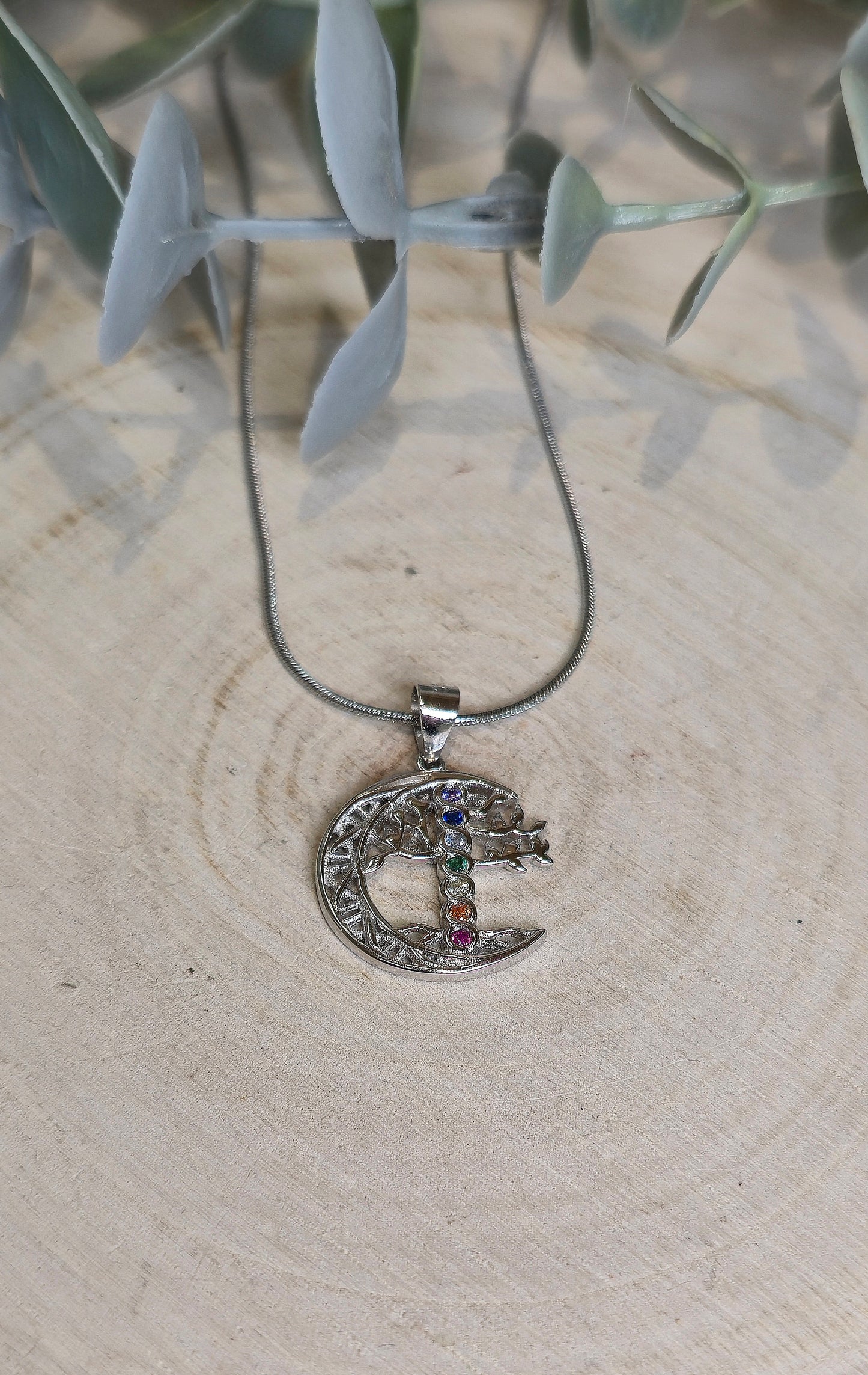 Collier Lune et Arbre de vie chakras