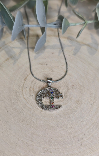 Collier Lune et Arbre de vie chakras