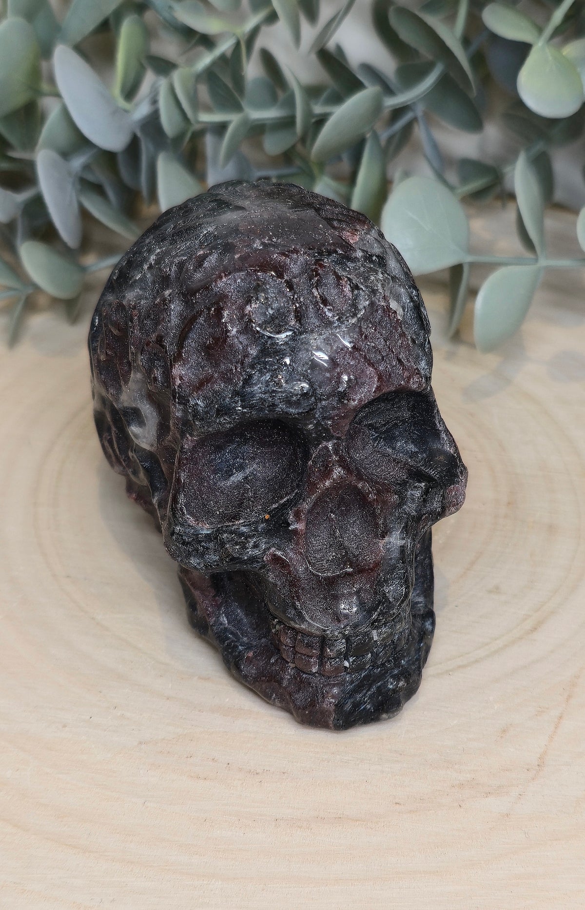 Crâne Grenat dans Astrophyllite