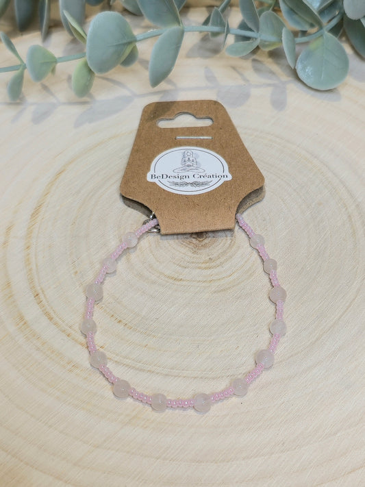 Bracelet avec pierres - Quartz rose