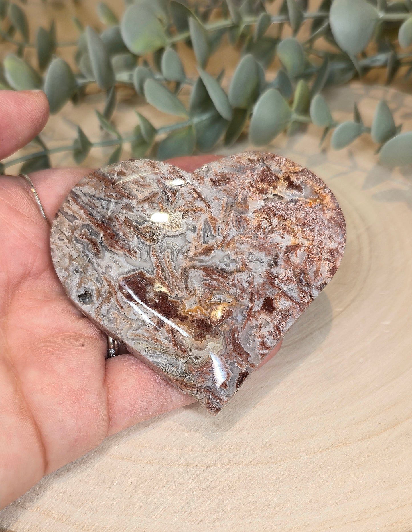 Coeur en Agate Mexicaine