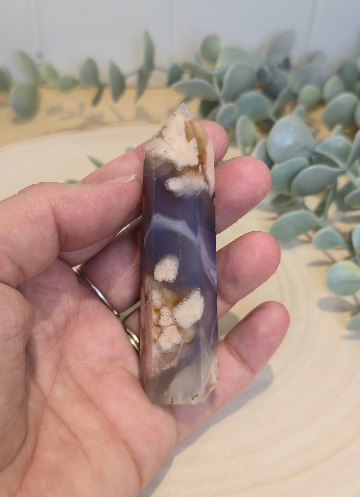 Pointe en Agate fleur bleue