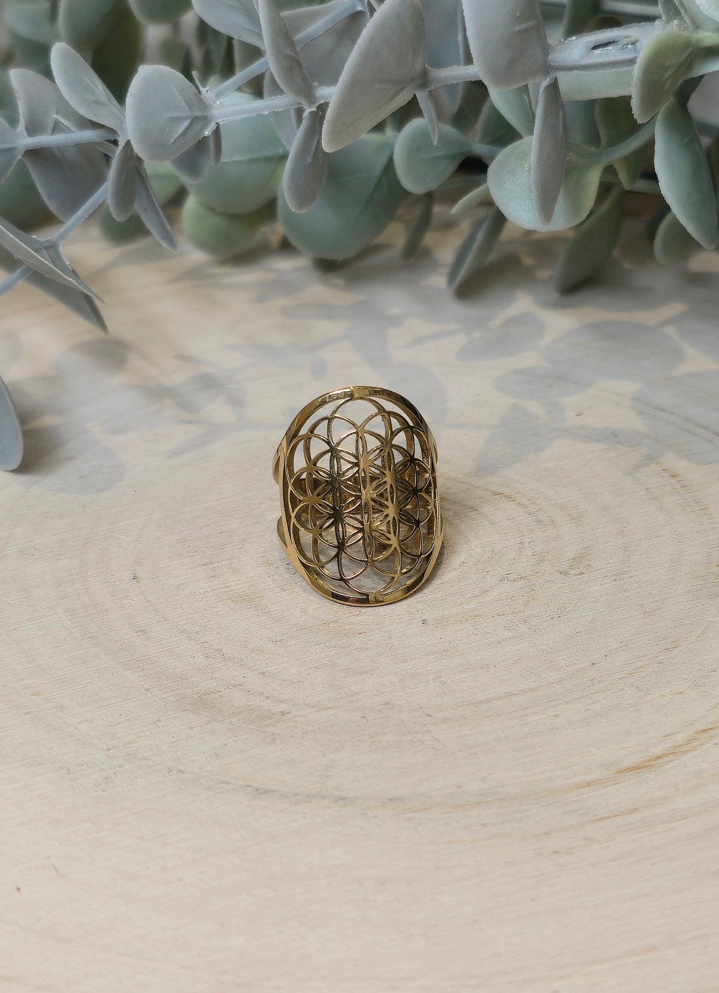 Bague Fleur de vie gold ajustable