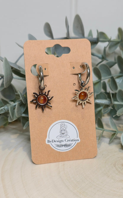 Boucles d’oreilles anneau Soleil Cornaline
