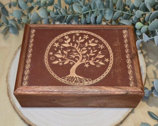 Boite en bois Arbre de vie avec fleur