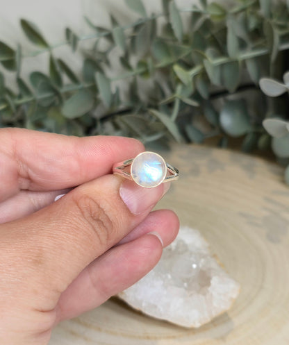 Bague Pierre de lune Arc-en-ciel