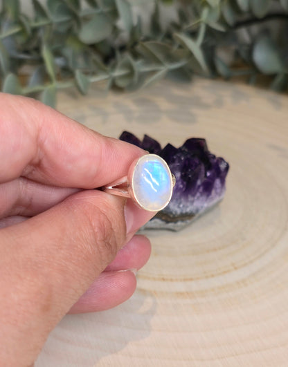 Bague Pierre de lune Arc-en-ciel