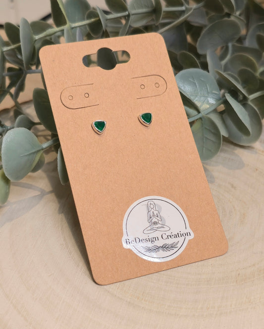 Boucles d'oreilles triangle Onyx verte