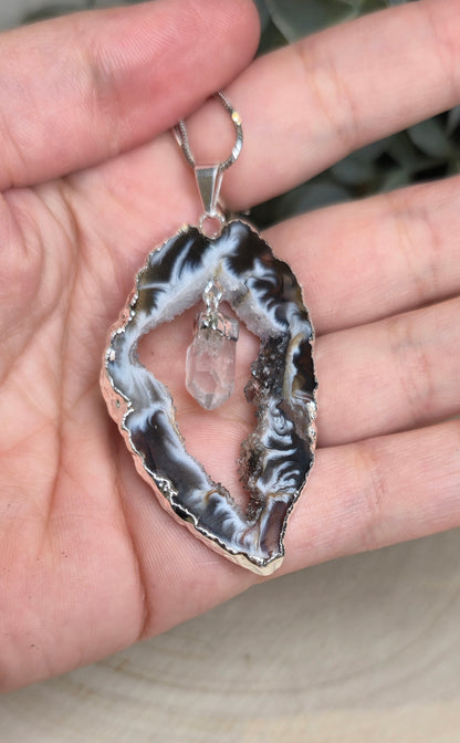 Collier Agate et Quartz clair