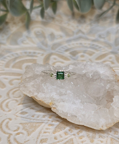 Bague Onyx verte et Péridot