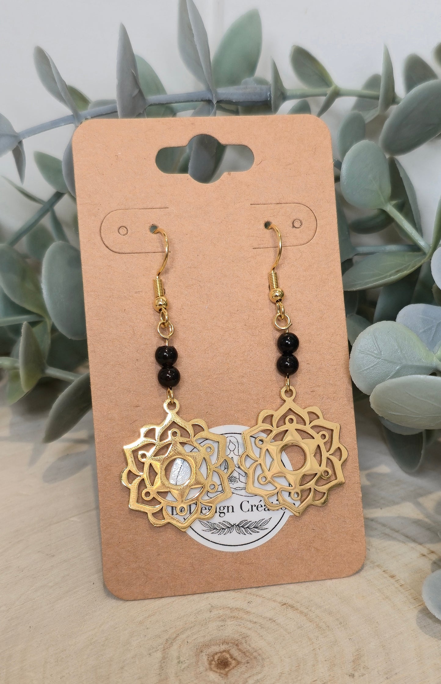 Boucles d’oreilles Mandala gold Onyx
