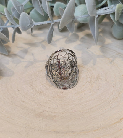 Bague Fleur de vie ajustable
