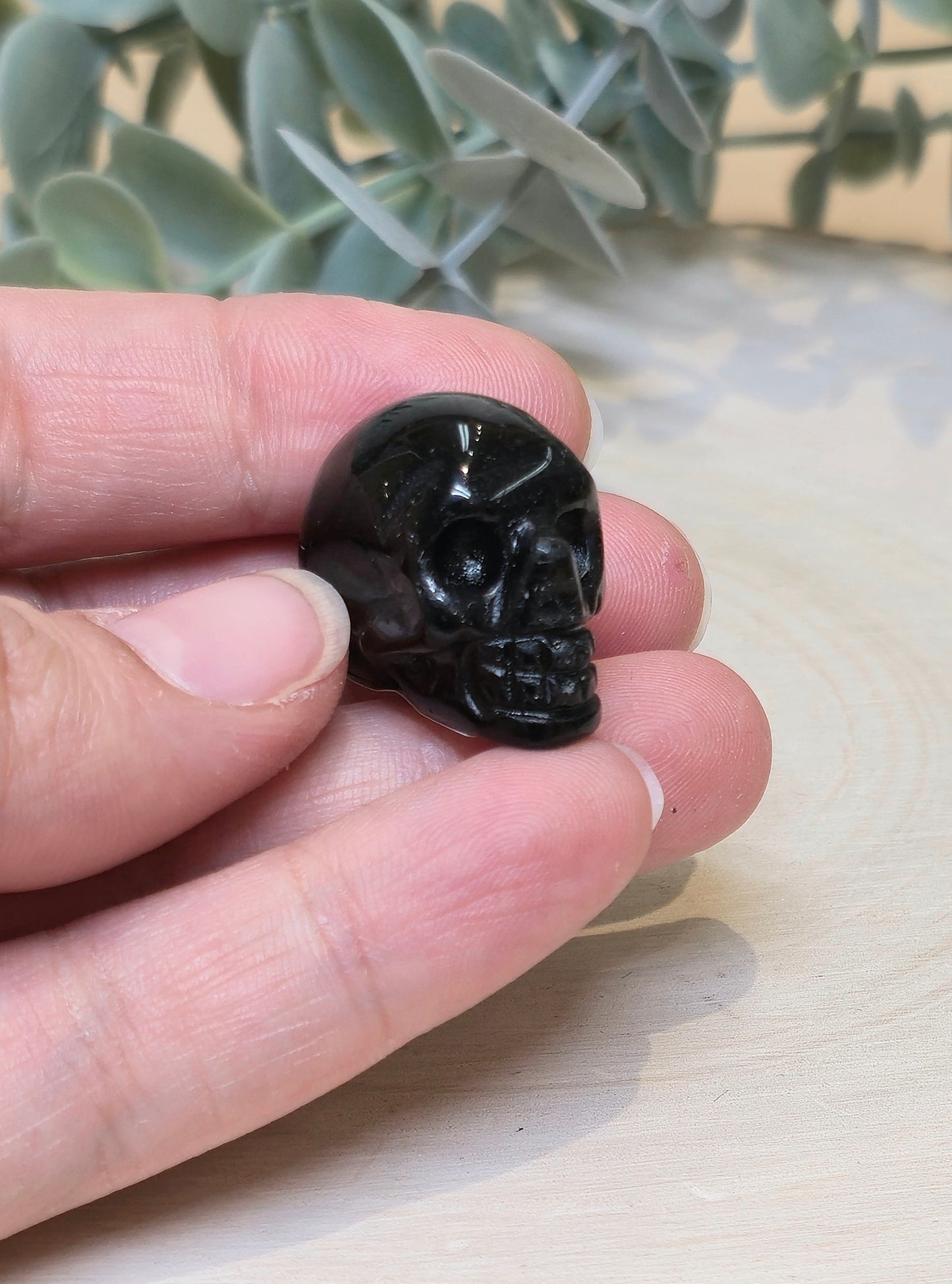 Mini Crâne en Obsidienne argentée