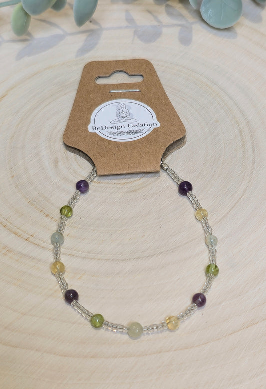 Bracelet avec pierres - Mix Améthyste