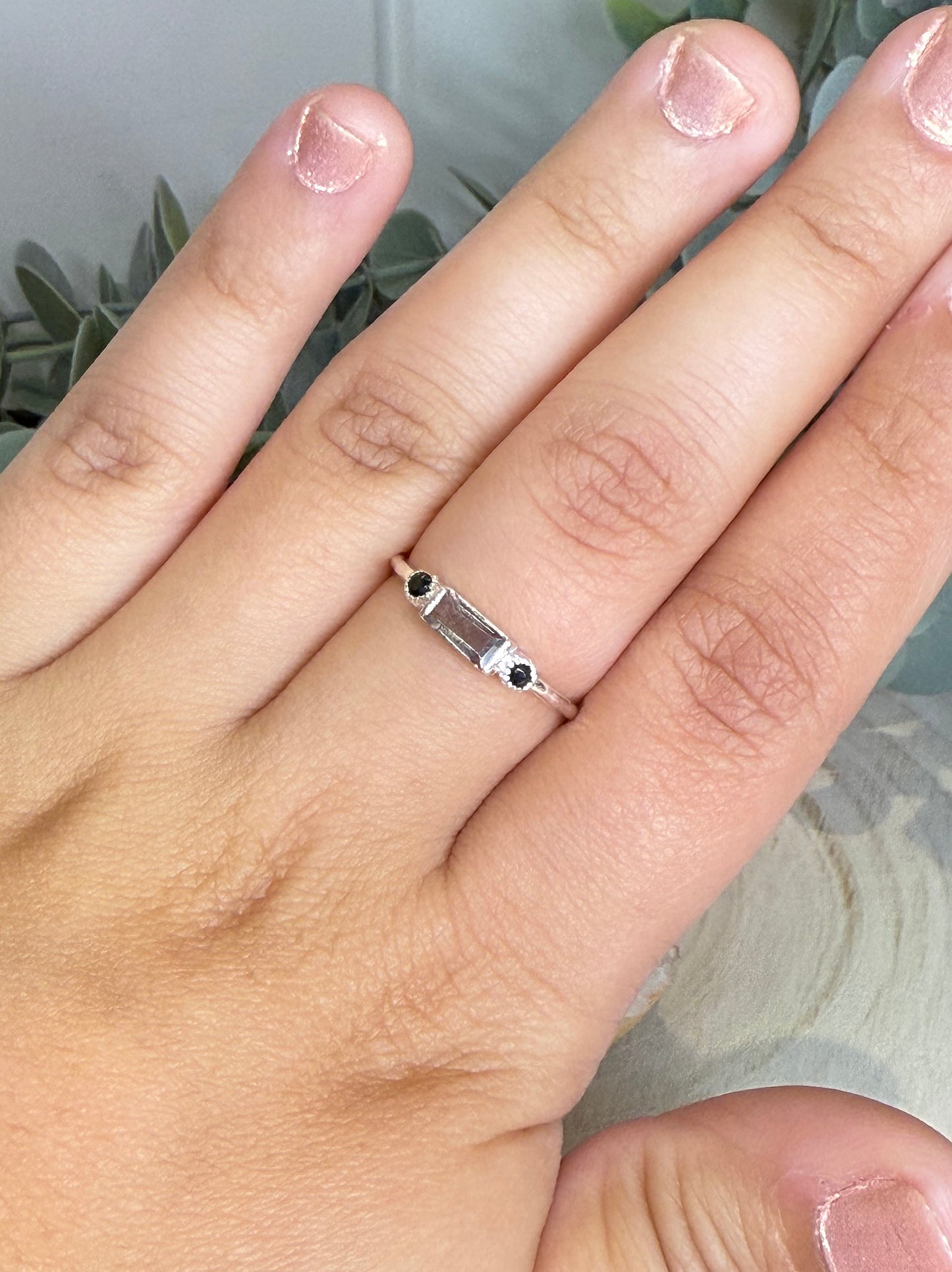 Bague Labradorite et Onyx rectangle et rond