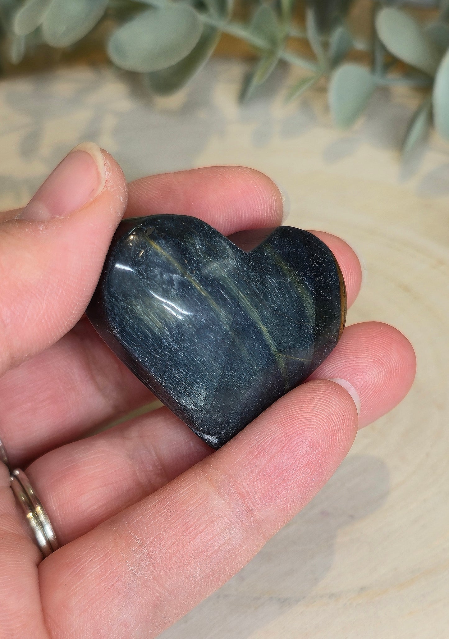 Coeur en Oeil de tigre bleu