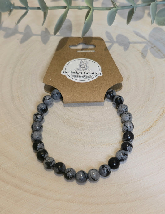 Bracelet Obsidienne Snowflake 6mm