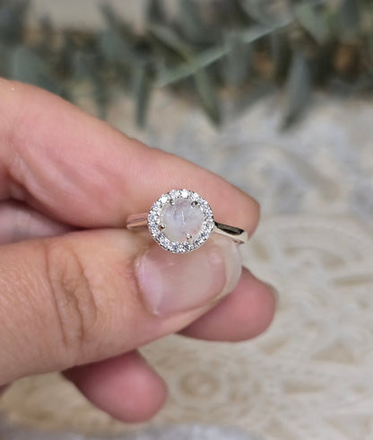 Bague Pierre de lune et Topaze blanche