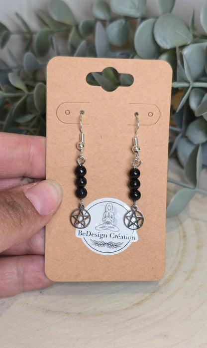 Boucles d’oreilles Pentacle avec Shungite