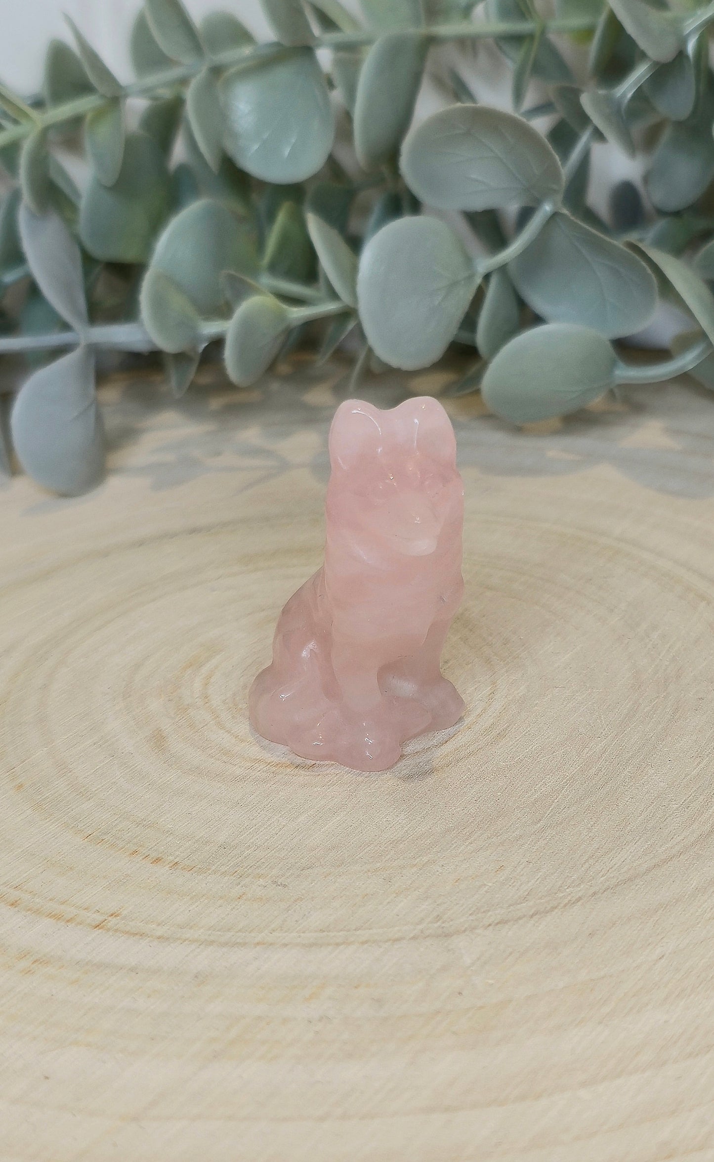 Chien en Quartz rose