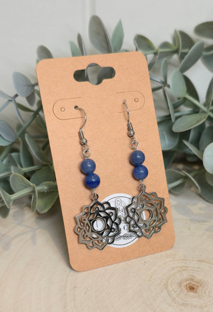 Boucles d’oreilles Mandala Aventurine bleue