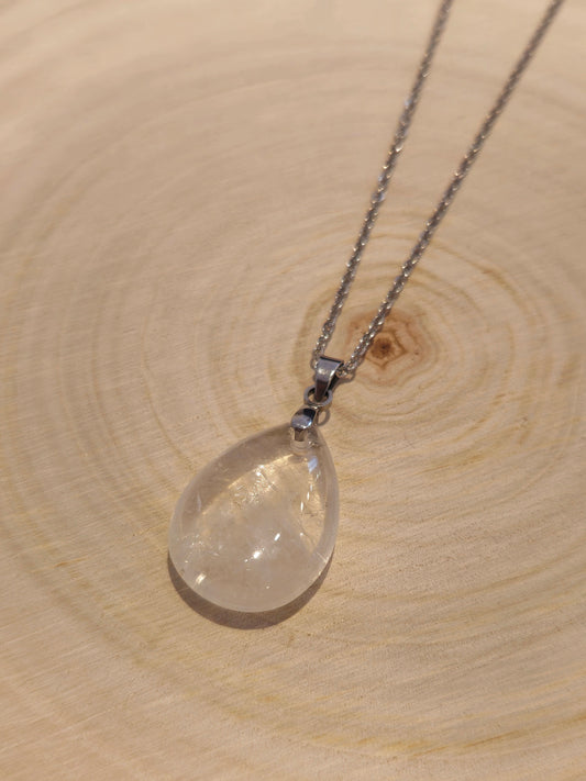 Collier goutte Quartz clair