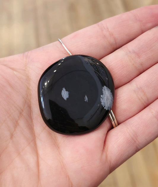 Pierre de paume mince Obsidienne flocon de neige
