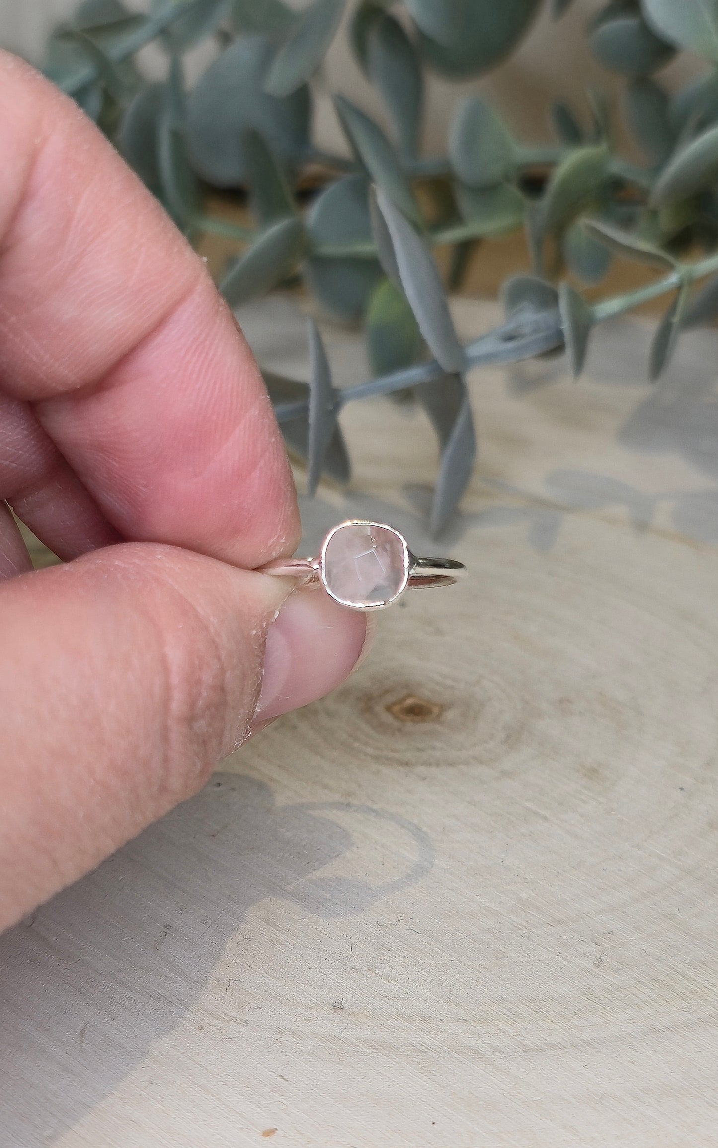 Bague carré Quartz rose